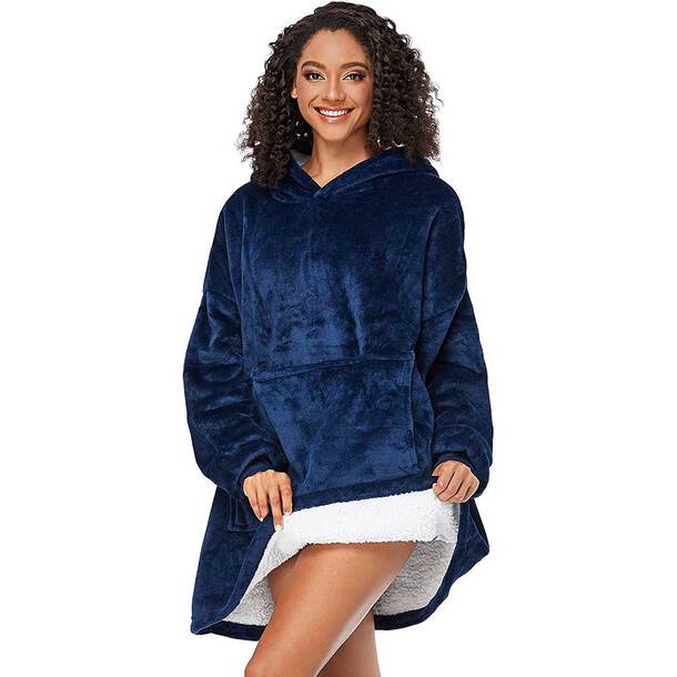 Solid Coloured Sherpa Blanket Hoodie