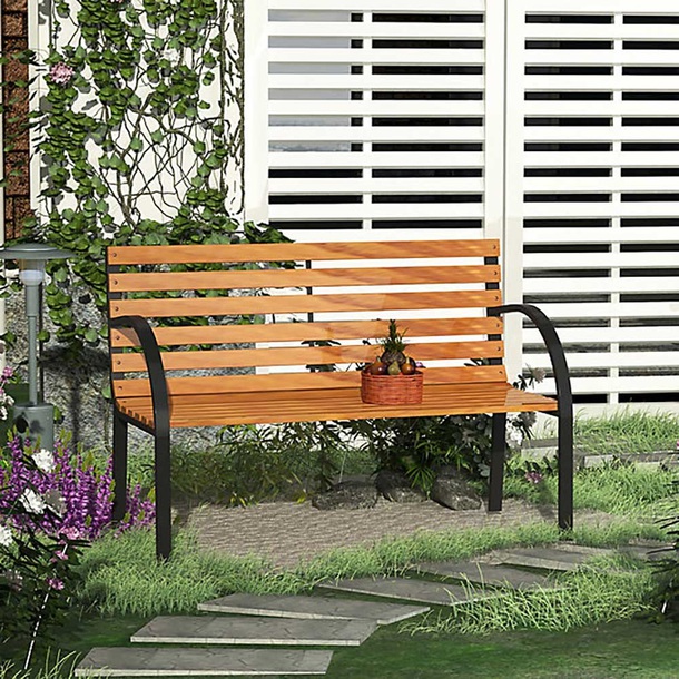 Easylife Garden Bench Wood/Steel W-Cover, Size 3 Seater