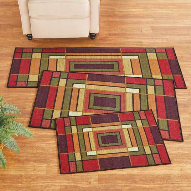 Easylife Elegant Colour Block Skid-Resistant Accent Ru