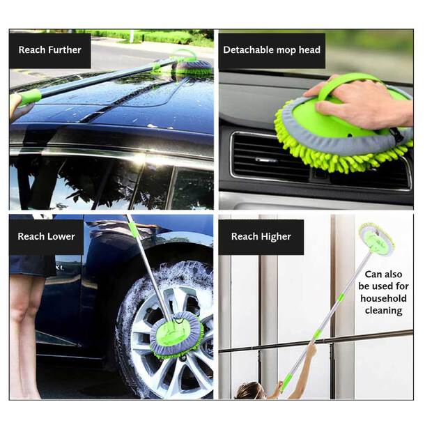 Easylife Long Reach Car Wash Mop + One Extra Mop Head in Beige/Brown