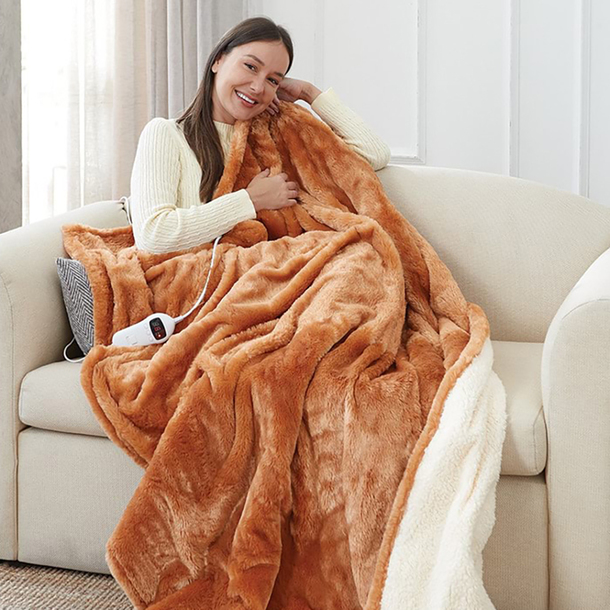 Easylife Electric Reversible Heated Throw Copper/ Whi