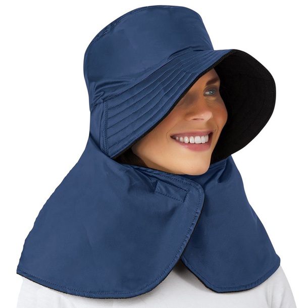 Image of Long Brimmed Winter Protector in Navy