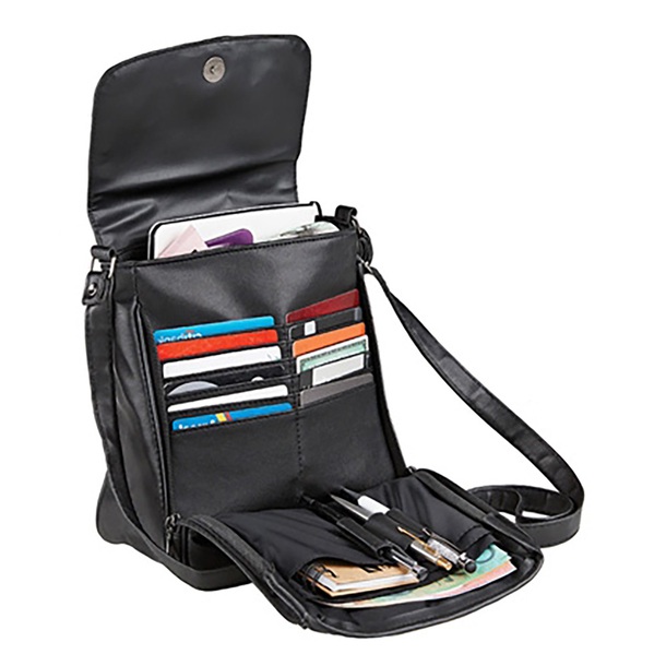 Easylife Leather Rfid Organiser Bag in Black