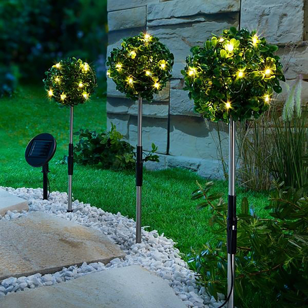 Easylife Solar Boxwood Topiary Light, Size Set of 3