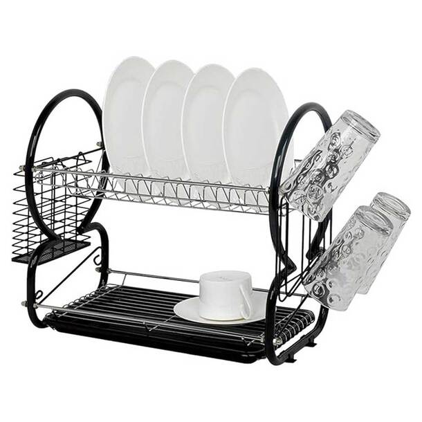 Easylife Compact Dish Rack in Black, Size 2-Tier