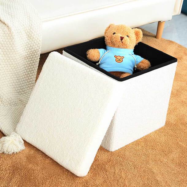 Easylife Folding Storage Ottoman in White