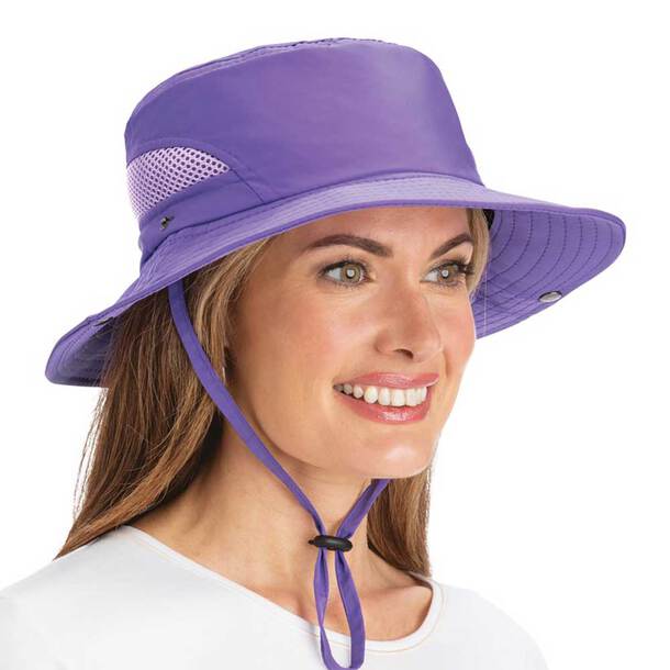 Image of Womens Wide-Brim Breathable Sun Hat in Purple